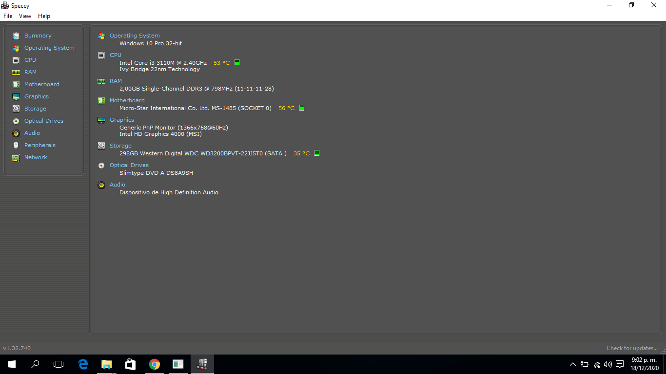 system specs